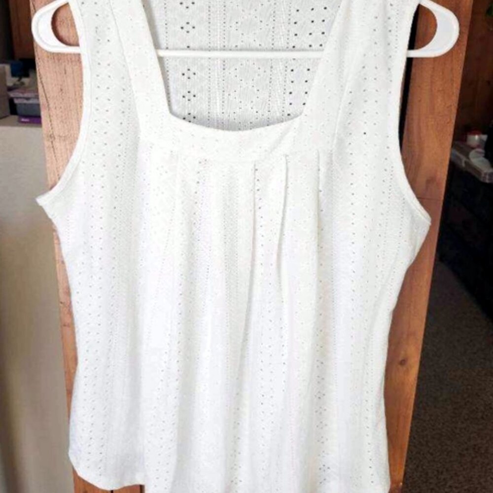White Knit Tank Top - Size M (8-10)
